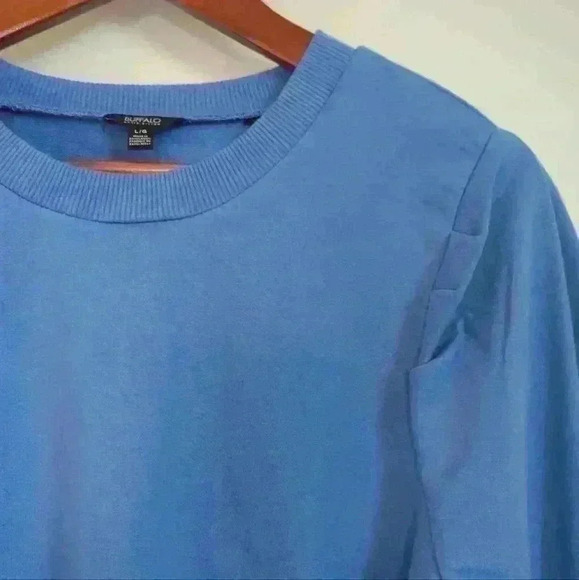 🌴2/$25🌴BUFFALO | David Bitton Forever Blue Pullover Ruffled Shoulder Sweater - Picture 3 of 3